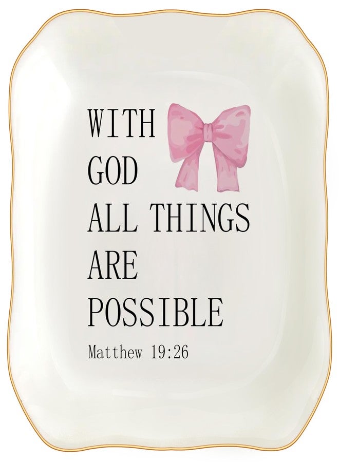 MQPPKJ Christian Gifts for Women, Bible Verse Jewelry Dish Trinket Tray, Unique Pink Ceramic Ring Tray, Inspirational Religious Gift for Mom, Sister, Friend, Godmother, Birthday Christmas (Black&Pink) - Image 1