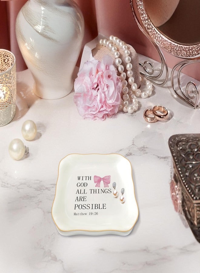 MQPPKJ Christian Gifts for Women, Bible Verse Jewelry Dish Trinket Tray, Unique Pink Ceramic Ring Tray, Inspirational Religious Gift for Mom, Sister, Friend, Godmother, Birthday Christmas (Black&Pink) - Image 4