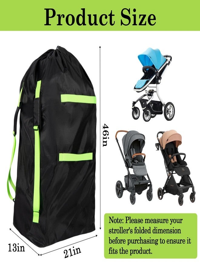 Klmnop Stroller Bag for Airplane Travel, Waterproof Stroller Cover for Single Double Jogging Strollers, Large 46"H x 21"W x 13" D Travel Bag for Storage and Gate Check, Includes 2 Luggage Tags(Black) - Image 2