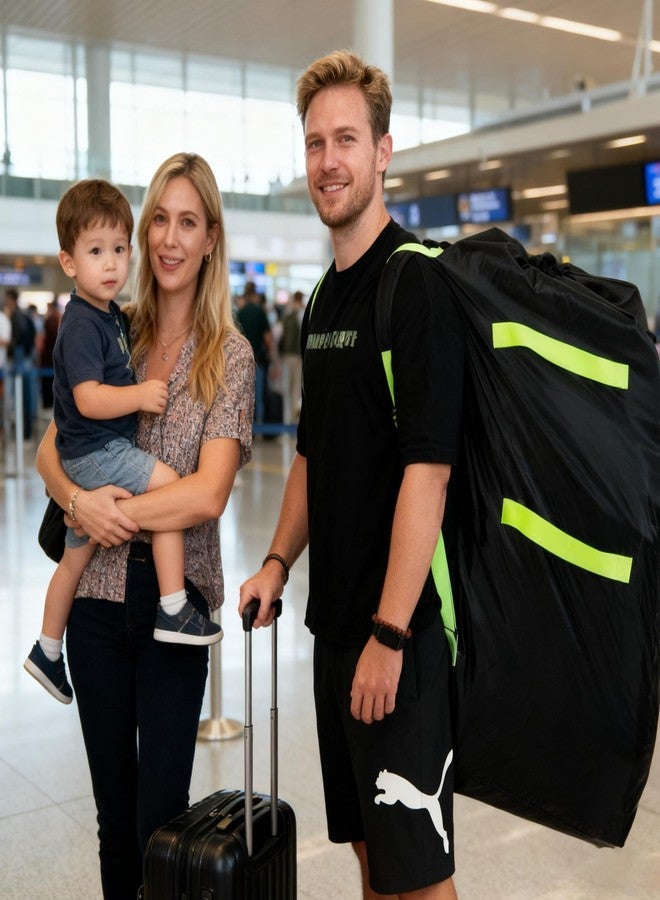 Klmnop Stroller Bag for Airplane Travel, Waterproof Stroller Cover for Single Double Jogging Strollers, Large 46"H x 21"W x 13" D Travel Bag for Storage and Gate Check, Includes 2 Luggage Tags(Black) - Image 5