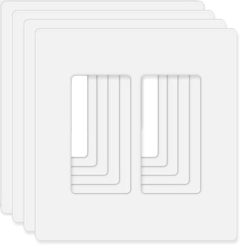 ZEFTV Screwless Decorator Wall Plates 2Gang Switch Outlet Electrical Cover Plate Unbreakable Thermoplastic Faceplate for Decorative Receptacle Outlet Switch White 4 Pack - Image 1