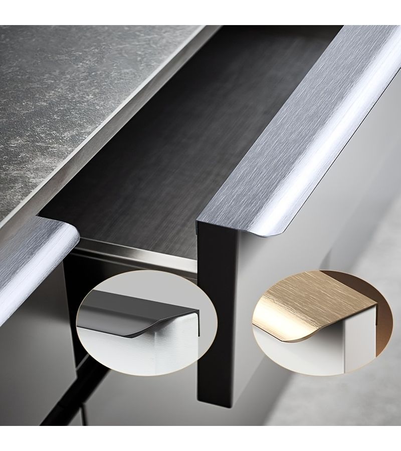 Golden 15.75 Inch Modern Arc Shaped Invisible Door Handle Sleek Aluminum Alloy Construction Minimalist Design Easy Install Hidden Handle For Wardrobe Cupboards Kitchen Cabinets Furniture Durable Corrosion Resistant Space Saving Versatile - Image 5