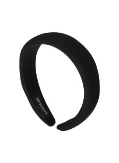 MXXGMYJ Black Padded Headbands for Womens Satin Headband for Thick Thin Hair Hoop Band 90s Accessories for Girls Wide Fabric Headband for Women Cute Neutral Head Bands for Girls Non Slip Headband Padding 
