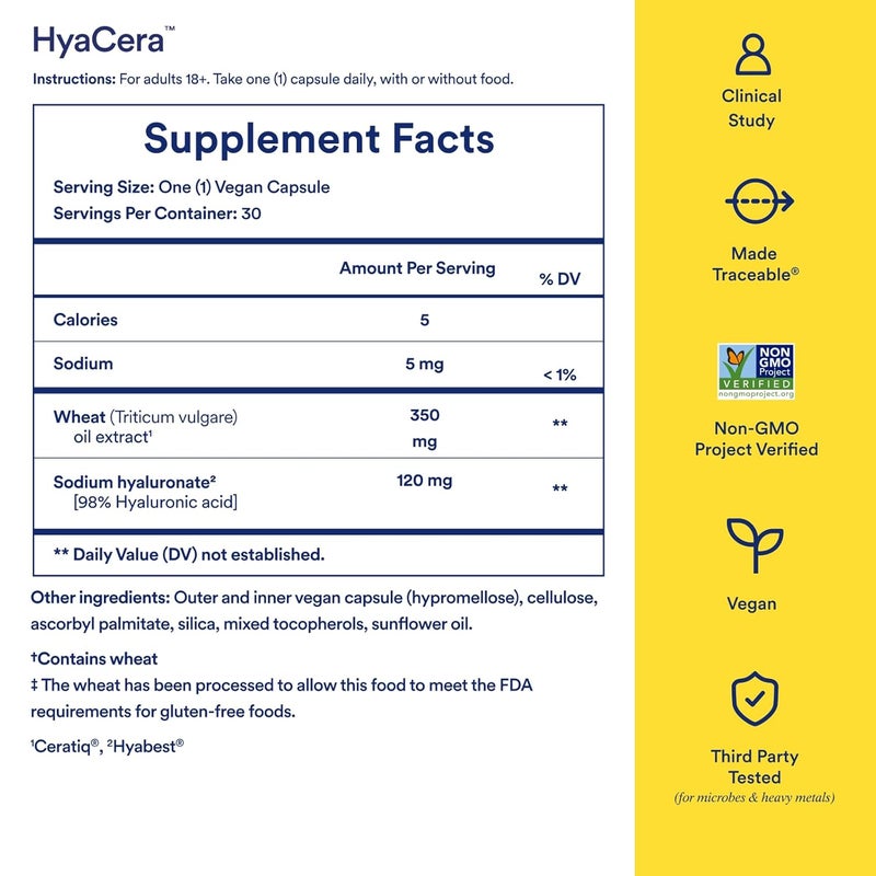 Ritual HyaCera Skin Supplement for Wrinkle Support with Hyabest and Ceratiq for Skin Hydration Support Hyaluronic Acid Glycolipids Ceramides Gluten Free Non GMO Vanilla Essence 30 Day Supply - Image 3