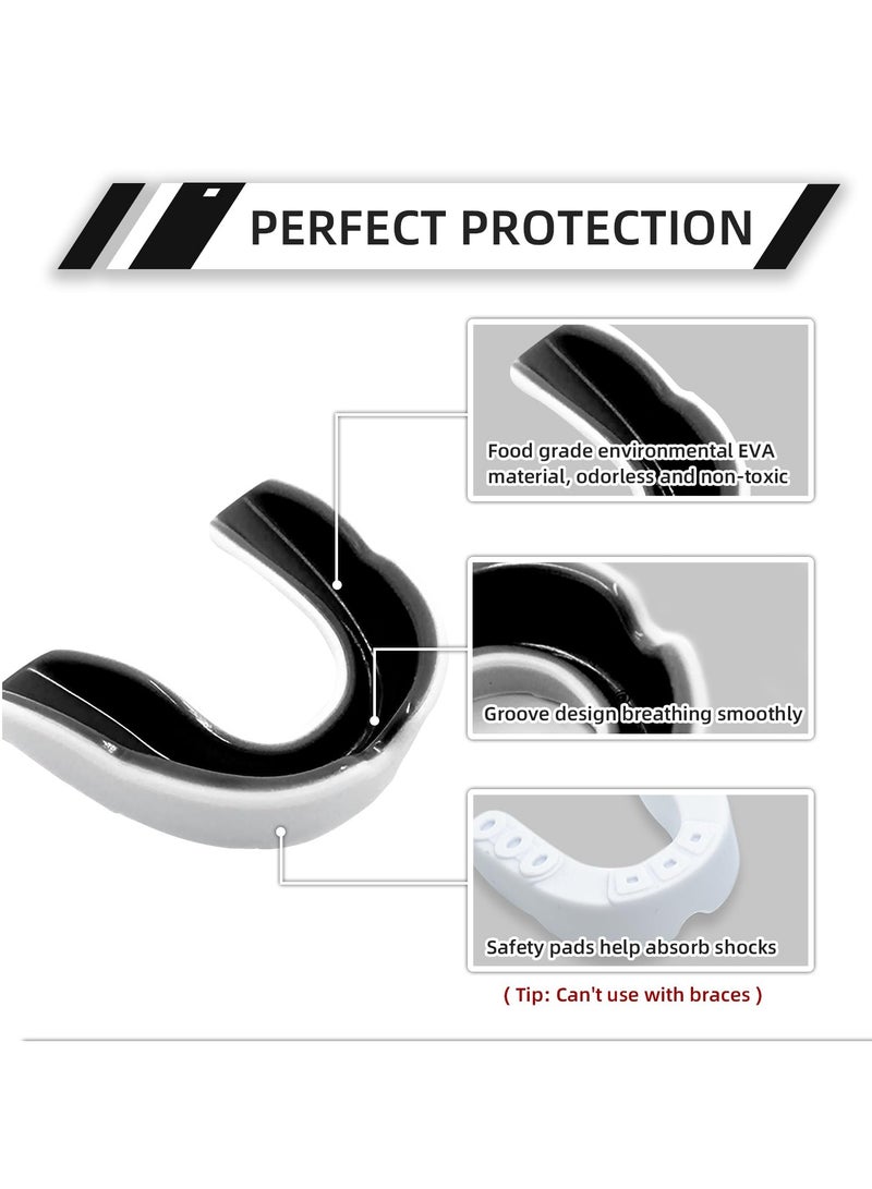 ساكن واقي فم رياضي للاطفال والشباب مع حافظة، واقي فم للاطفال والمراهقين لكرة القدم واللاكروس وكرة السلة والملاكمة وكرة القدم والتايكوندو والفنون القتالية المختلطة والكاراتيه من 5 قطع - Image 3