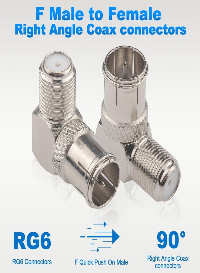 onelinkmore F Male to Female Right Angle Coax connectors Type F Adapters Push on Coaxial Quick Connect RG6 Connectors for Wall Mounted TV,Wall Plate, Cabinet, RV TV and Coaxial Cable Connection Pack of 2 - Image 4