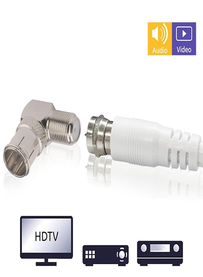 onelinkmore F Male to Female Right Angle Coax connectors Type F Adapters Push on Coaxial Quick Connect RG6 Connectors for Wall Mounted TV,Wall Plate, Cabinet, RV TV and Coaxial Cable Connection Pack of 2 - Image 3