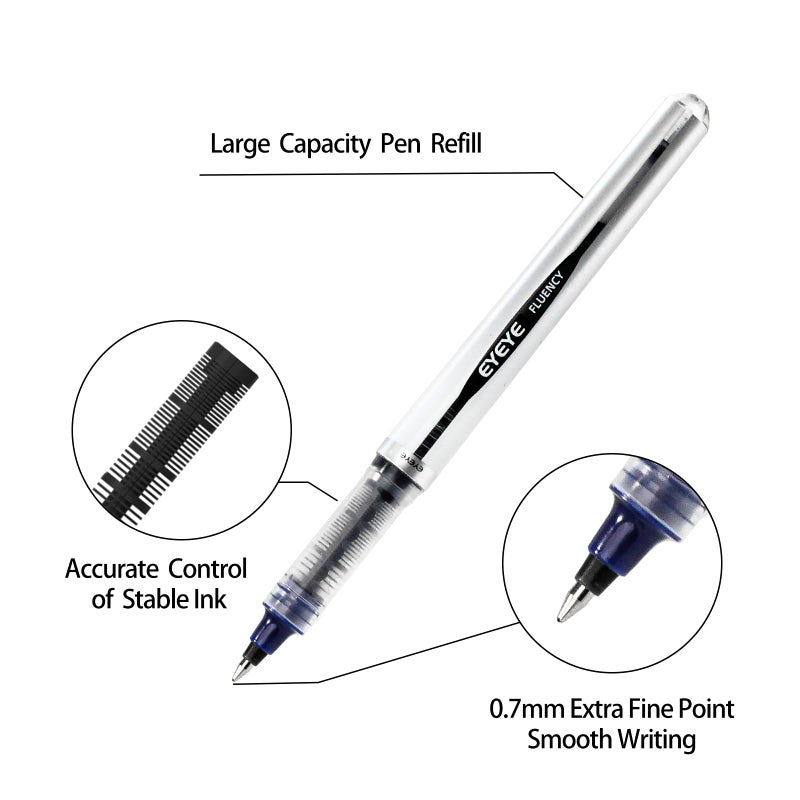 EYEYE Rollerball Pens Medium Point, 3 Assorted Colors 0.7mm Liquid Ink Roller Ball Pen Quick Dry, Ink Pen Fine Point Smooth Writing Pens for Journaling, Note Taking, Office, School Supplies - Image 4
