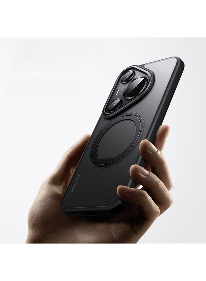 general Suitable for Huawei Pura70/70PRO/70 PRO+ mobile phone case, magnetic 360 rotating bracket mobile phone case fulcrum matte skin feeling hard shell - Image 2