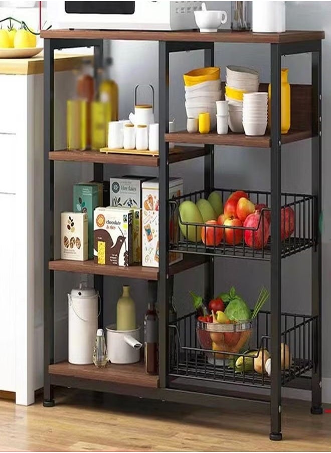 Multi Functional and Layered kitchen Storage Rack is Upgraded to Store Various Items Metal Frame with Microwave Oven Holder
