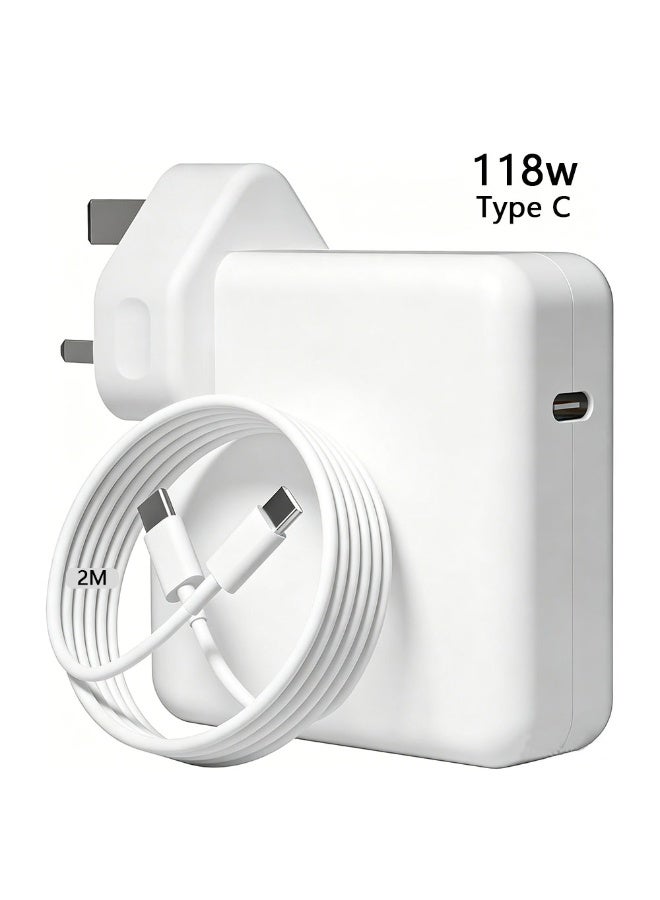 نيكور شاحن بديل سريع بقدرة 118 واط (تقنية PD) ومنفذ Type-C لأجهزة MacBook Pro وMacBook Air، مزود بكابل USB-C بطول مترين؛ متوافق مع أجهزة Apple iPad، وسلسلة MacBook، وسلسلة Huawei Matebook، وسلسلة iPhone 15 وiPhone 16، وسلسلة Samsung Galaxy S23 وS24 وS25 وS26 (بمنفذ Type-C). - Image 1