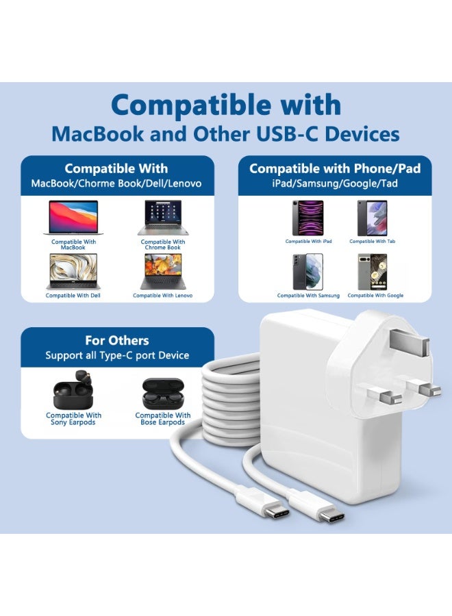 نيكور شاحن بديل سريع بقدرة 118 واط (تقنية PD) ومنفذ Type-C لأجهزة MacBook Pro وMacBook Air، مزود بكابل USB-C بطول مترين؛ متوافق مع أجهزة Apple iPad، وسلسلة MacBook، وسلسلة Huawei Matebook، وسلسلة iPhone 15 وiPhone 16، وسلسلة Samsung Galaxy S23 وS24 وS25 وS26 (بمنفذ Type-C). - Image 2