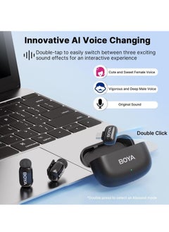 BOYA Boya Mini-14 Wireless Lavalier Microphone for Android/Tablets/PC with USB C Plug,Noise Reduction,30H Battery Life with Charging Case,AI Voice Changer,Lapel Microphone Wireless for Video Recording Podcast  - Image 4