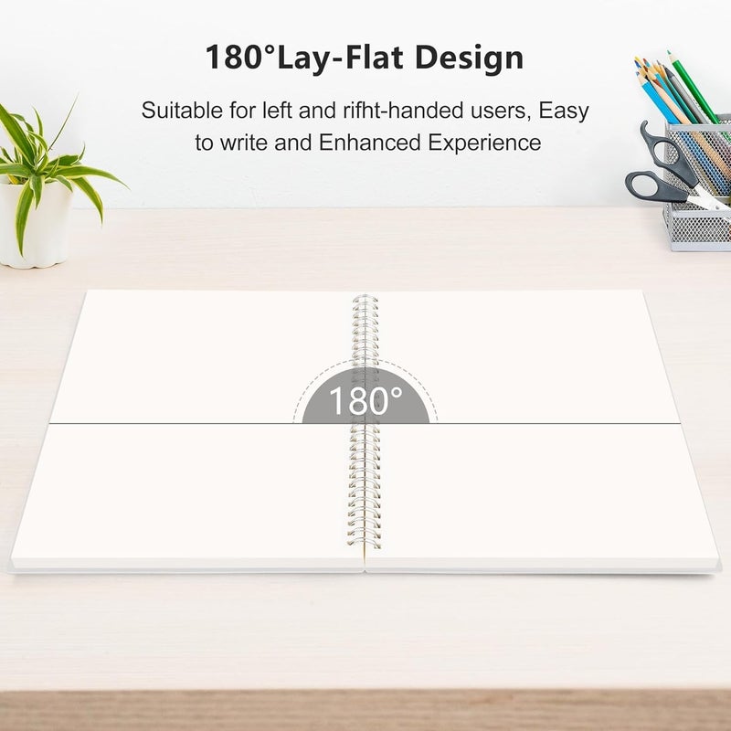 RETTACY Blank Journal Notebook, 3-Pack, 160 Pages per Pack, A5 Medium Size (5.7'' × 8.3''), 100 GSM Thick Paper, Spiral-bound, Flexible Plastic Cover, for Sketching, Drawing, Painting - Image 4
