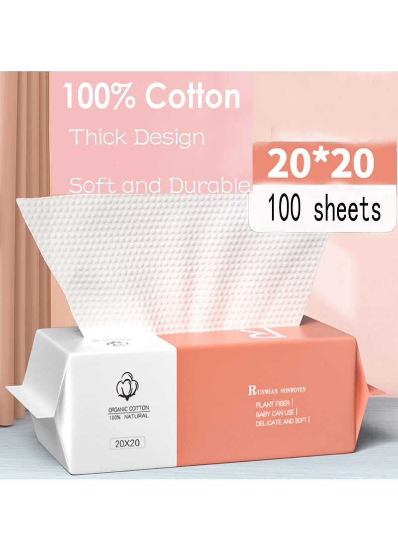SYOSI Cotton Facial Dry Wipes 100 Count, Deeply Cleansing Disposable Face Towel Cotton Tissue Multi-Purpose for Skin Care, Facial Tissue for Cleansing, Skincare and Makeup Remover, Make-up Wipes, Face Wipes - Image 4