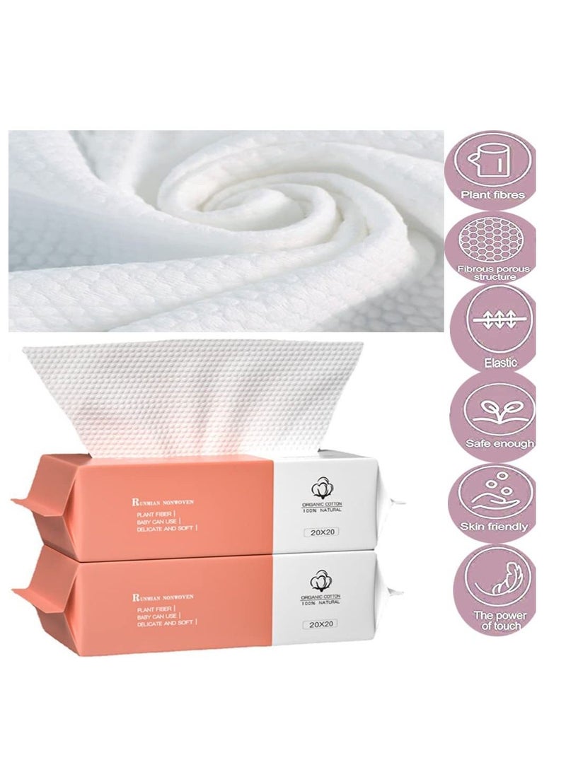 SYOSI Cotton Facial Dry Wipes 100 Count, Deeply Cleansing Disposable Face Towel Cotton Tissue Multi-Purpose for Skin Care, Facial Tissue for Cleansing, Skincare and Makeup Remover, Make-up Wipes, Face Wipes - Image 5