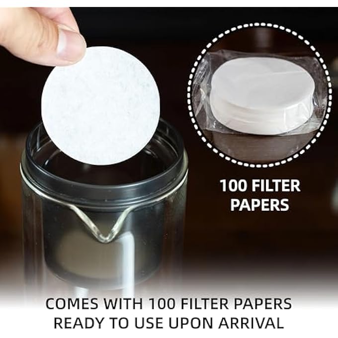 NEOUZA Cold Brew Coffee MakerIced Coffee Maker  Infinite Speed Adjustment 400Ml Borosilicate Glass With Clear Scientific Scale Includes 100 Filters For 24 Servings - Image 5