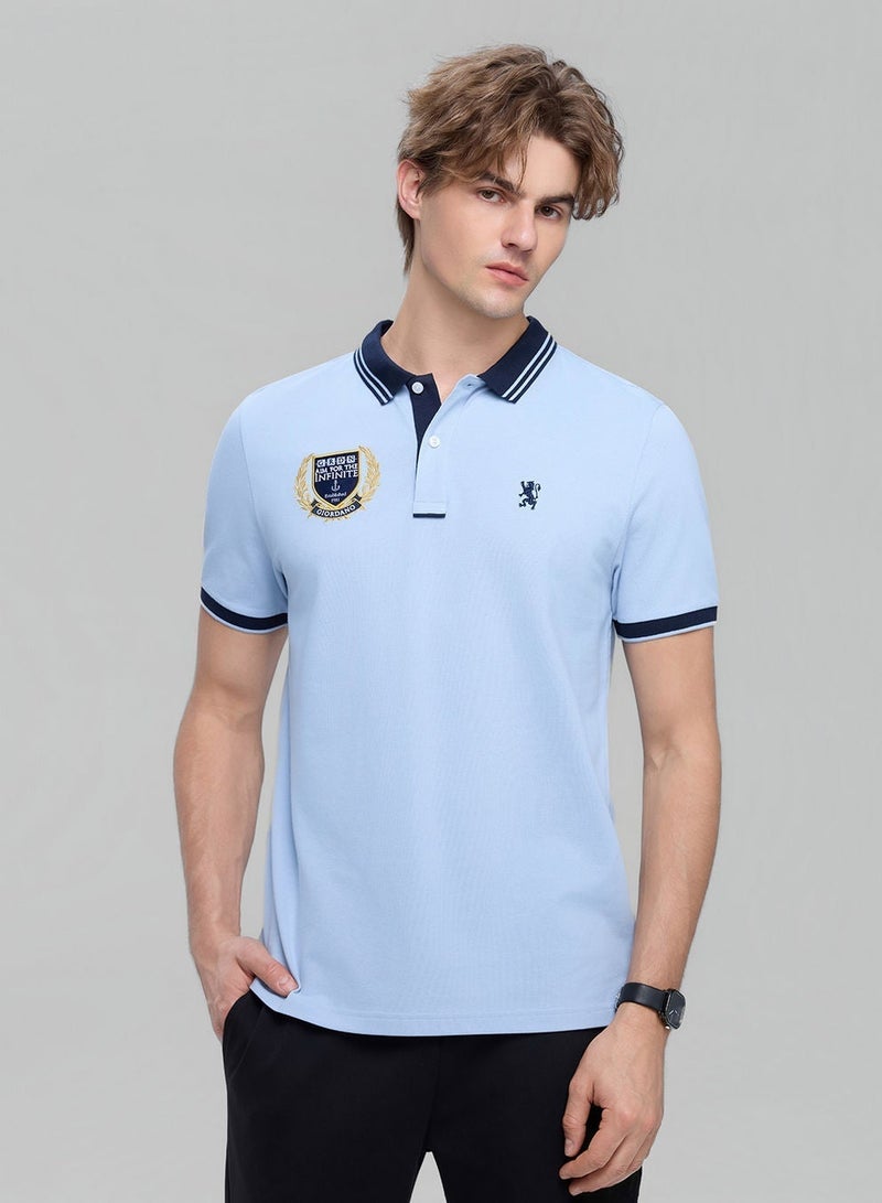 GIORDANO Men's Cotton Slim Fit Polo with Embroidery - Image 1