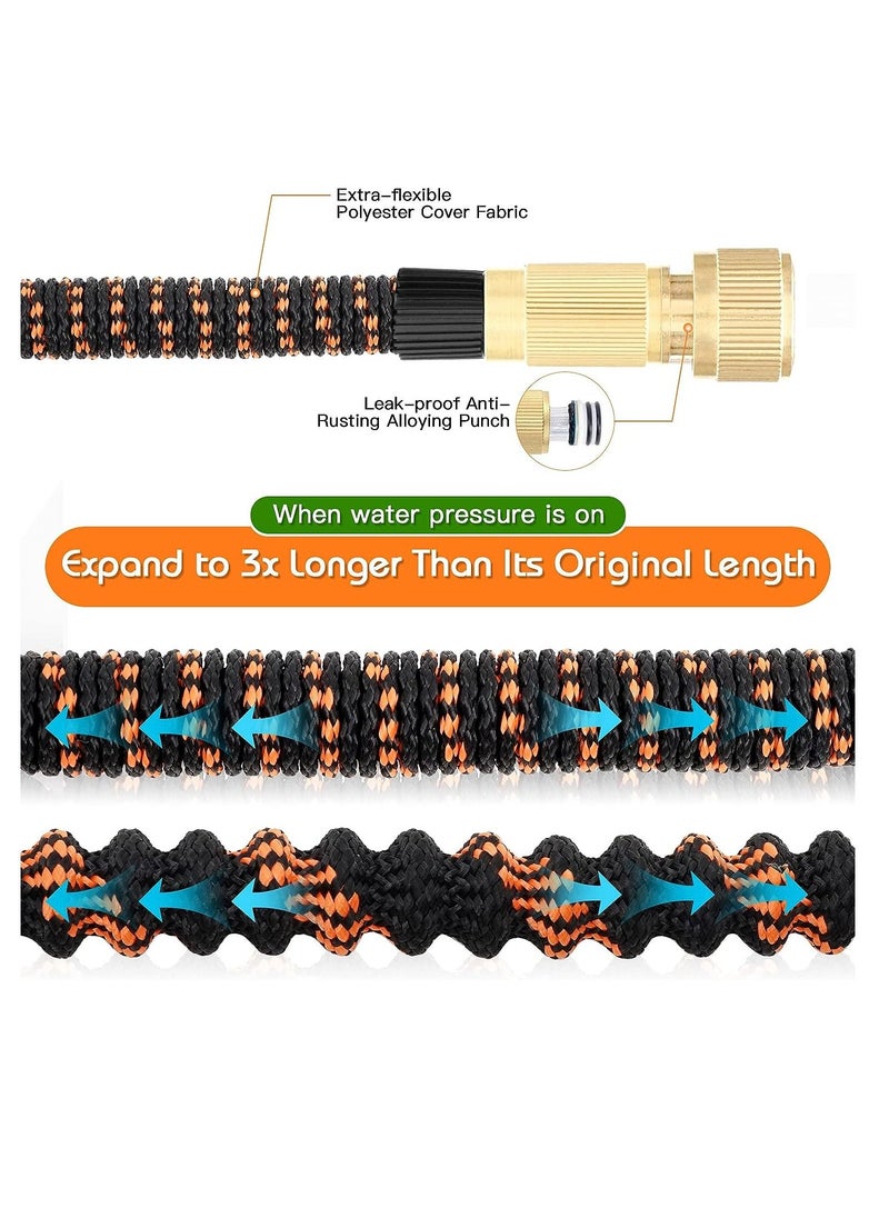 Generic - 100ft Expandable Garden Hose U ULTTY Lightweight Leakproof Water Hose with 10 Function Nozzle No-Kink with 3/4 inch Brass Fittings 2500D Durable Outdoor Yard Hose for Garden Car Wash Pet Bathing - Image 1
