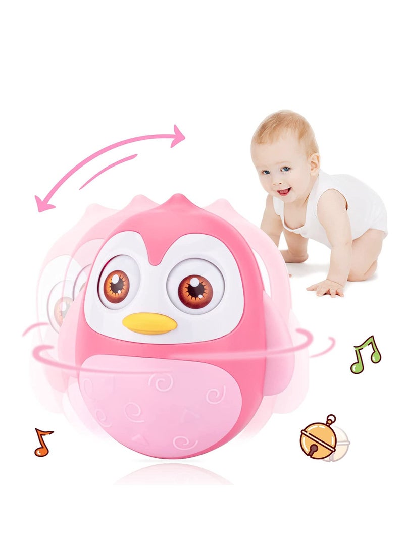 SYOSI Roly Poly Baby Toys 6 to 12 Months, Tummy Time Wobbler Toys, Penguin Tumbler Wobbler Toys for Infant Boy Girl Gifts Activity Center for Toddlers, Baby Learning Development Toy Pink  - Image 1
