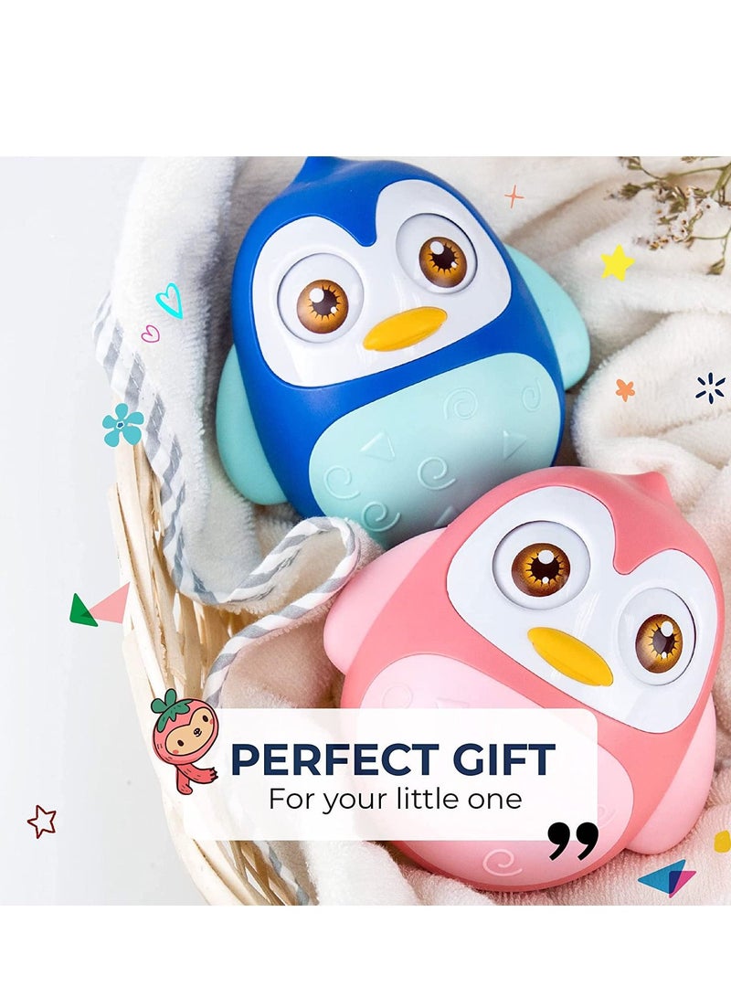 Roly Poly Baby Toys 6 to 12 Months, Tummy Time Wobbler Toys, Penguin Tumbler Wobbler Toys for Infant Boy Girl Gifts Activity Center for Toddlers, Baby Learning Development Toy Pink
