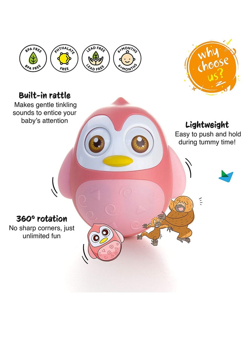 SYOSI Roly Poly Baby Toys 6 to 12 Months, Tummy Time Wobbler Toys, Penguin Tumbler Wobbler Toys for Infant Boy Girl Gifts Activity Center for Toddlers, Baby Learning Development Toy Pink  - Image 4