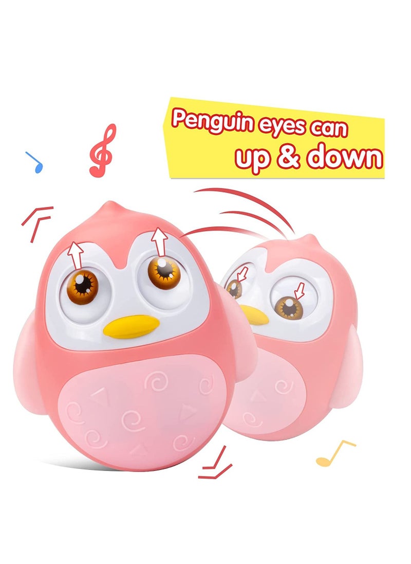 SYOSI Roly Poly Baby Toys 6 to 12 Months, Tummy Time Wobbler Toys, Penguin Tumbler Wobbler Toys for Infant Boy Girl Gifts Activity Center for Toddlers, Baby Learning Development Toy Pink  - Image 5