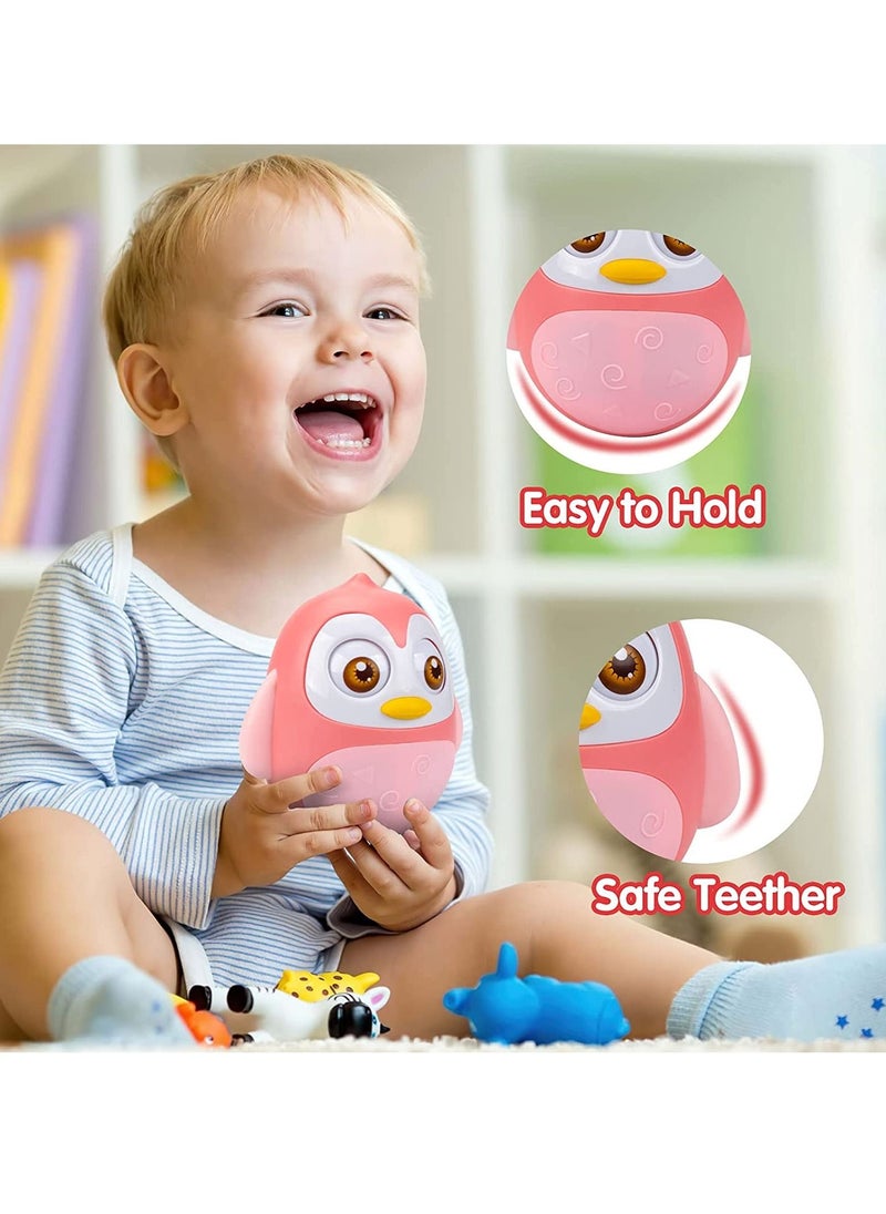 SYOSI Roly Poly Baby Toys 6 to 12 Months, Tummy Time Wobbler Toys, Penguin Tumbler Wobbler Toys for Infant Boy Girl Gifts Activity Center for Toddlers, Baby Learning Development Toy Pink  - Image 3