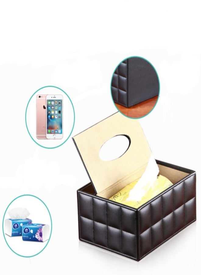 ميكسد متعددة الوظائف مربع الأنسجة مع الجلود تخزين مربع 16.5 * 20 * 9.5cm - Image 3