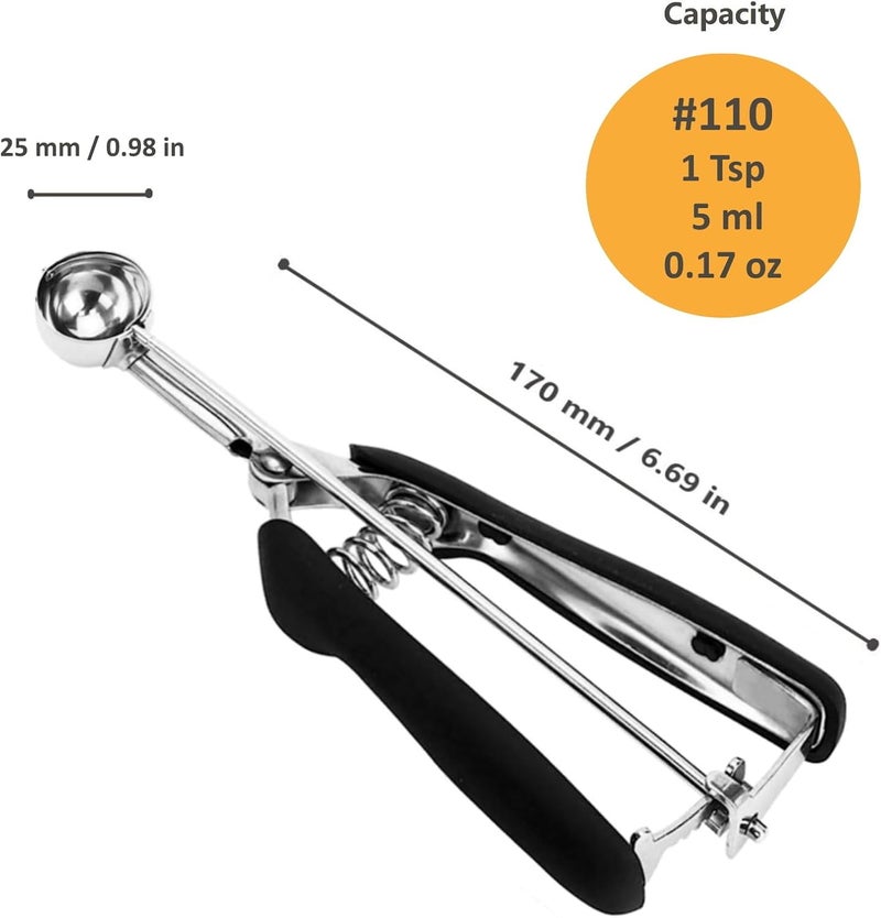 LLESCA Extra Mini Cookie Scoop for Baking, 1 tsp / 5 ml Cookie Scooper, 18/8 Stainless Steel Cookie Scooper for Baking, Cookie Dough Scoop with Non-slip Grip (#110 25mm) - Image 5
