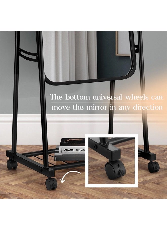 Taimi - Simple Elegant Mirror With Sturdy Holder Glass Black 30x158cm - Image 1