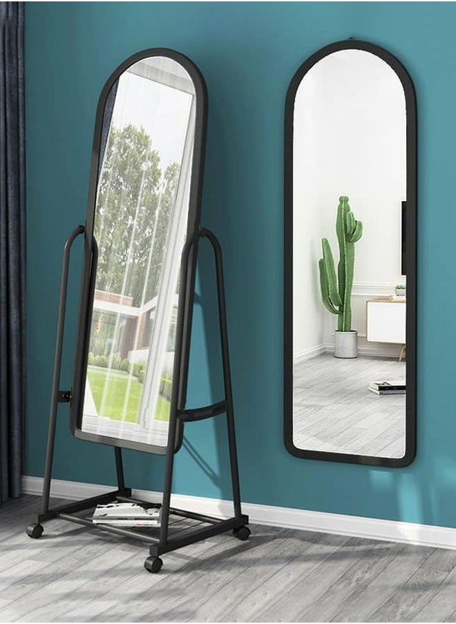 Taimi - Simple Elegant Mirror With Sturdy Holder Glass Black 30x158cm - Image 1