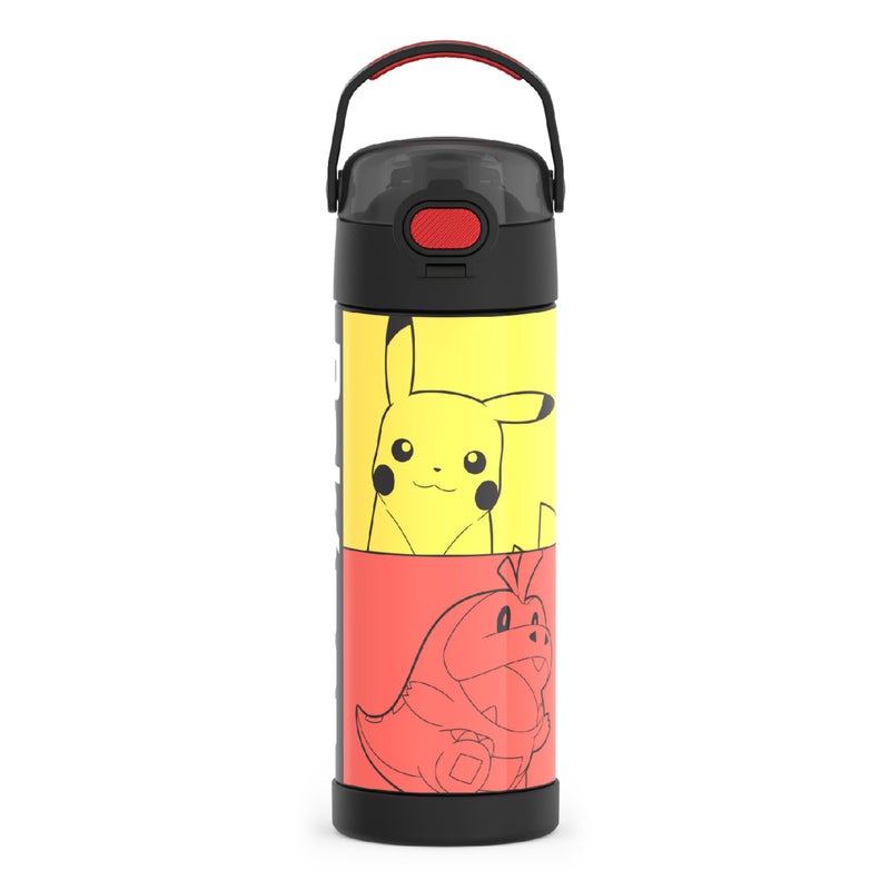 THERMOS THERMOS FUNTAINER 16 Ounce Stainless Steel Vacuum Insulated Bottle with Wide Spout Lid Pokemon 