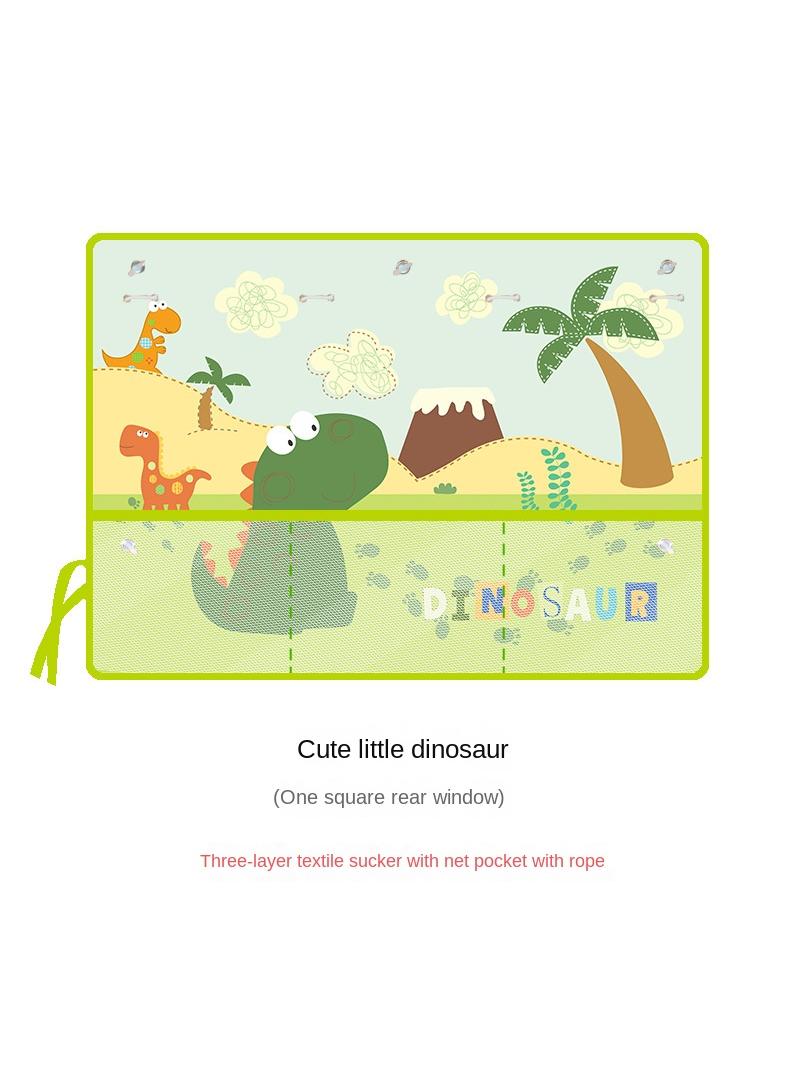 Y&D 20*27.5Inch Blackout Car Window Shade for Baby – Car Side Window Sunshade Curtains with 7 Suction Cups & Storage Pocket – Cute Cartoon Pattern UV Sun Heat Glare Protection for SUV Sedan Camping (Dinosaur) - Image 4