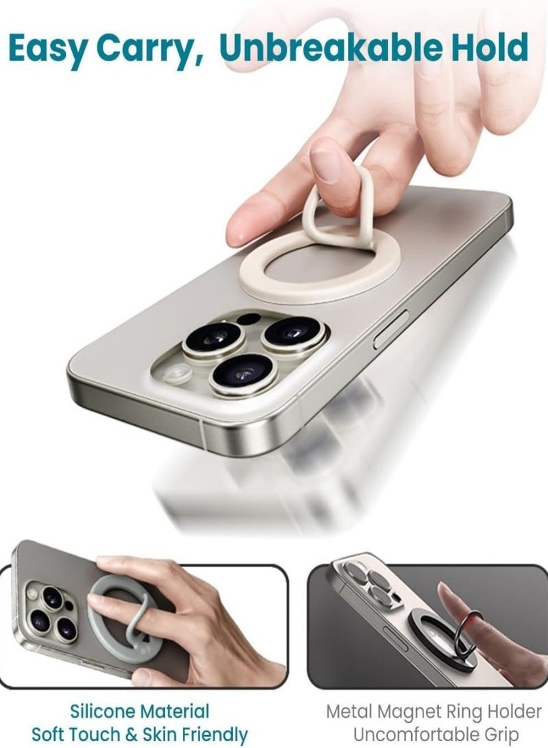 Dual-Sided Magnetic Silicone Phone Grip & Holder, Secure & Comfortable Ring Grip for MagSafe-Compatible (Black)  - Image 2