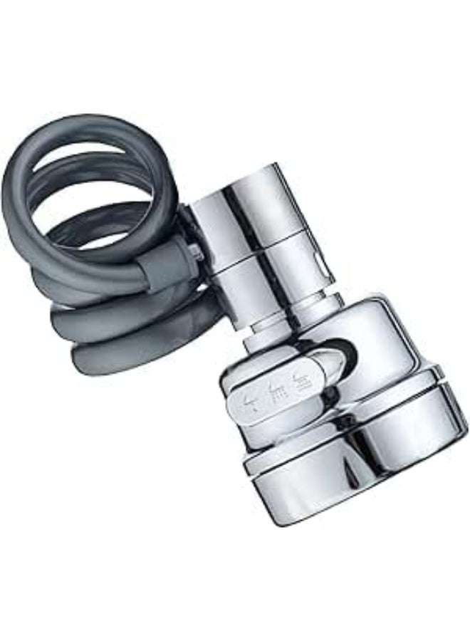 وصلة صنبور مرنة متعددة الاستخدامات مع 3 أنظمة تدفق، كروم، 8.1 سم × 5.2 سم، موفر للمياه، للمطبخ والحمام - Image 2