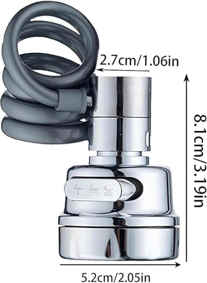 وصلة صنبور مرنة متعددة الاستخدامات مع 3 أنظمة تدفق، كروم، 8.1 سم × 5.2 سم، موفر للمياه، للمطبخ والحمام - Image 3