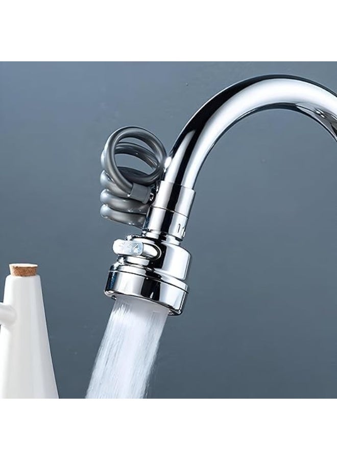 وصلة صنبور مرنة متعددة الاستخدامات مع 3 أنظمة تدفق، كروم، 8.1 سم × 5.2 سم، موفر للمياه، للمطبخ والحمام - Image 1