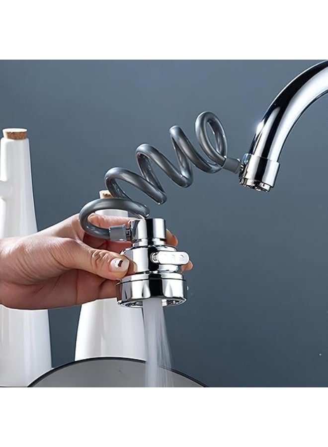وصلة صنبور مرنة متعددة الاستخدامات مع 3 أنظمة تدفق، كروم، 8.1 سم × 5.2 سم، موفر للمياه، للمطبخ والحمام - Image 4