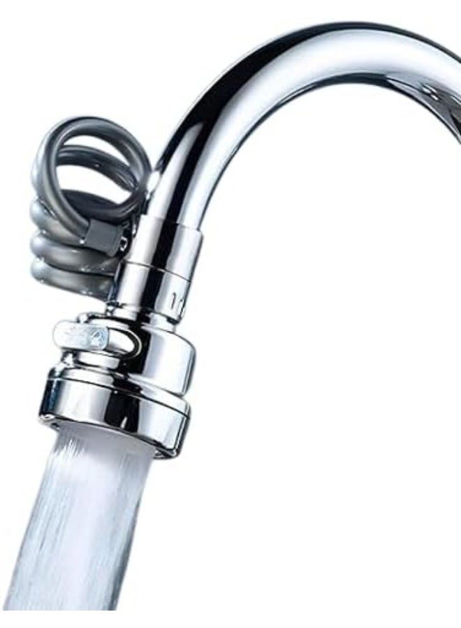وصلة صنبور مرنة متعددة الاستخدامات مع 3 أنظمة تدفق، كروم، 8.1 سم × 5.2 سم، موفر للمياه، للمطبخ والحمام - Image 5