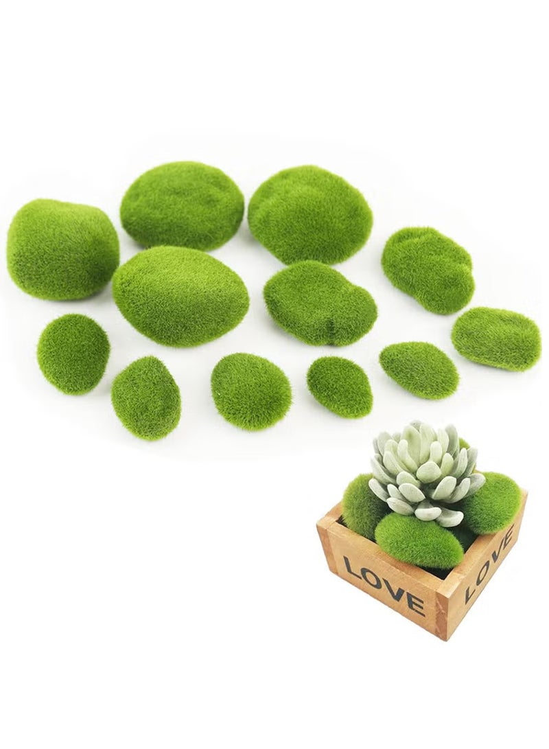 لياوسيسي صخور مغطاة بالطحالب الصناعية صغيرة، حجر اصطناعي مغطى بالطحلب الأخضر، 12 قطعة، 6 أحجام، كرات طحلب أخضر، ديكور طحلب صناعي للترتيبات الزهرية والحدائق الخيالية والأشغال اليدوية - Image 1