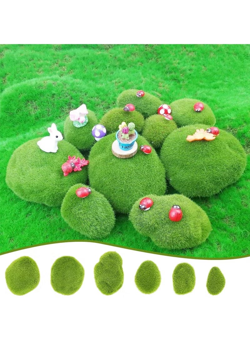 لياوسيسي صخور مغطاة بالطحالب الصناعية صغيرة، حجر اصطناعي مغطى بالطحلب الأخضر، 12 قطعة، 6 أحجام، كرات طحلب أخضر، ديكور طحلب صناعي للترتيبات الزهرية والحدائق الخيالية والأشغال اليدوية - Image 3