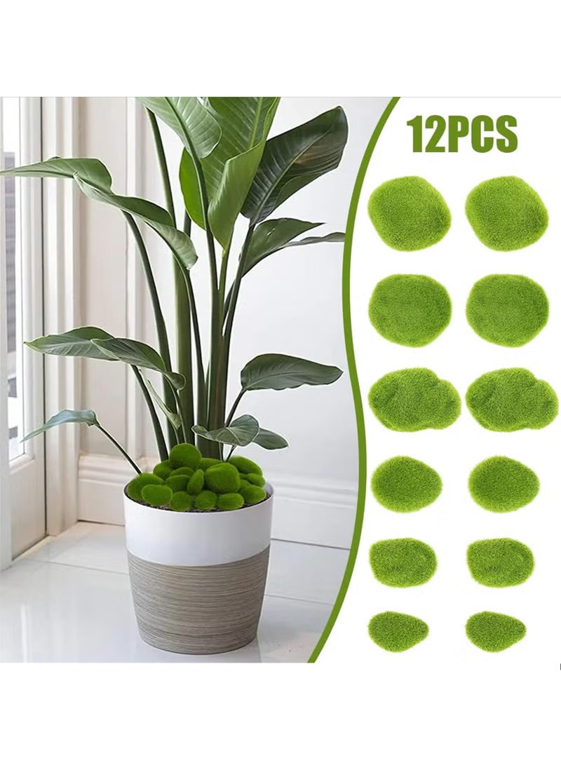 لياوسيسي صخور مغطاة بالطحالب الصناعية صغيرة، حجر اصطناعي مغطى بالطحلب الأخضر، 12 قطعة، 6 أحجام، كرات طحلب أخضر، ديكور طحلب صناعي للترتيبات الزهرية والحدائق الخيالية والأشغال اليدوية - Image 5