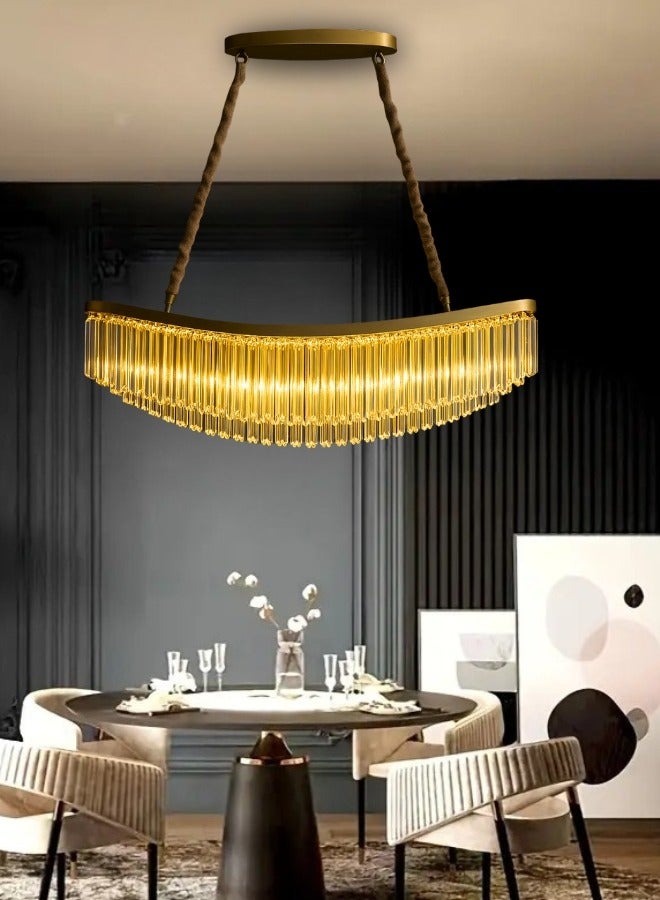 تارجت ثريات كريستالية حديثة، إضاءة سقف، تركيبات إضاءة سقف، ثريات ذهبية كلاسيكية لغرفة المعيشة، المطبخ، الممر، جزيرة بار، 100 سم - Image 1