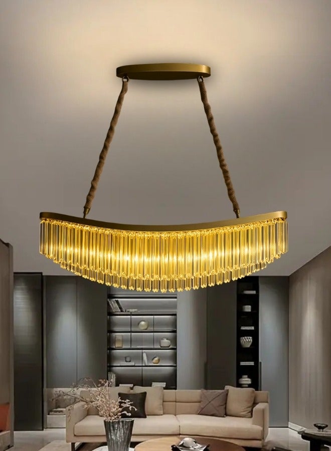 تارجت ثريات كريستالية حديثة، إضاءة سقف، تركيبات إضاءة سقف، ثريات ذهبية كلاسيكية لغرفة المعيشة، المطبخ، الممر، جزيرة بار، 100 سم - Image 2