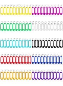 Key Tag, 100pcs Plastic Key Ring Label Tags Key Holder Key Ring Identifier Information Label Card for Keys Pets Bags Clothes Racks and Drawers, 10 Colors