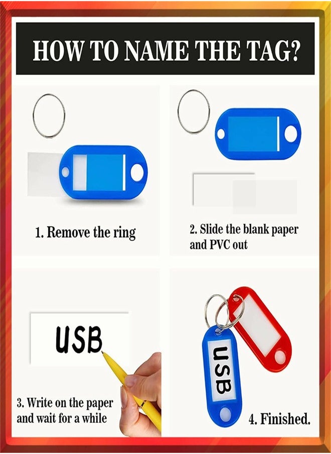 Generic - Key Tag, 100pcs Plastic Key Ring Label Tags Key Holder Key Ring Identifier Information Label Card for Keys Pets Bags Clothes Racks and Drawers, 10 Colors - Image 1