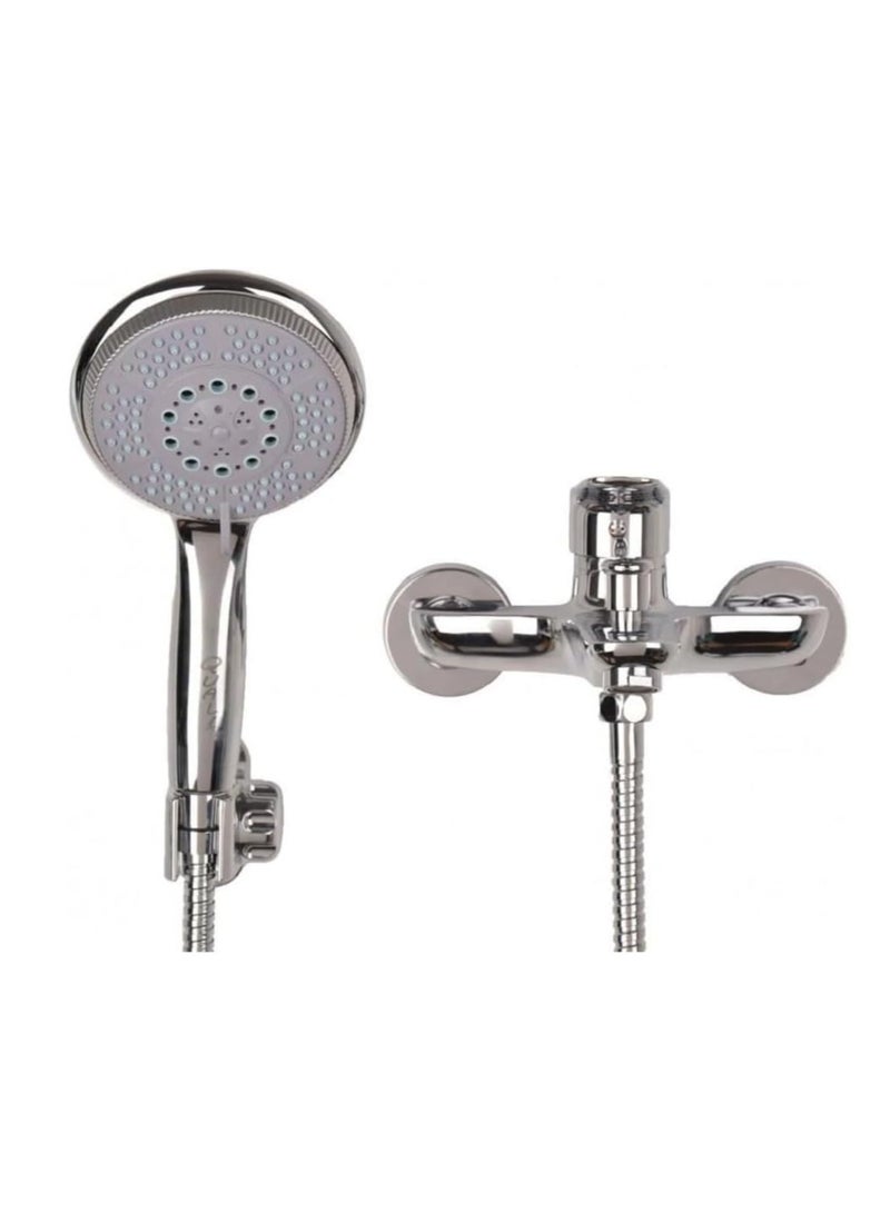 Single Handle Chrome Shower Mixer Includes Shiny Chrome Shower Head with Wall Mounted Shower Arm Holder Complete Shower Set - Image 2