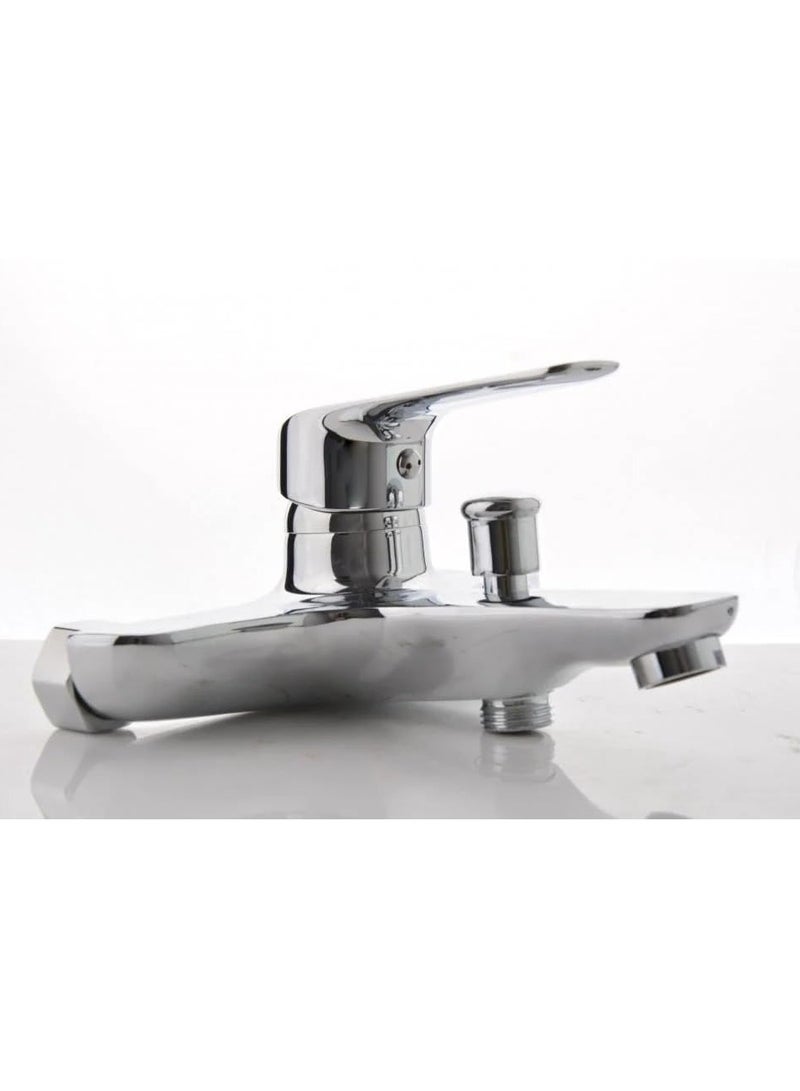 Single Handle Chrome Shower Mixer Includes Shiny Chrome Shower Head with Wall Mounted Shower Arm Holder Complete Shower Set - Image 4