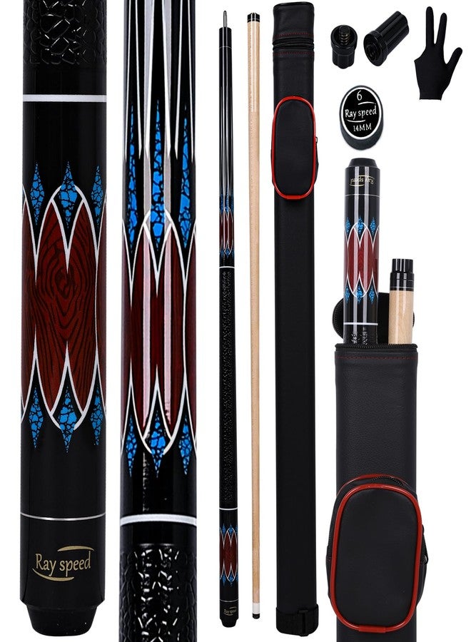Ray speed Pool Cue Stick Low Deflection Shaft Billiard Cue Stick with Hard Case 19-20 oz Professional Pool Stick (Red+Blue, 20 oz) - Image 1